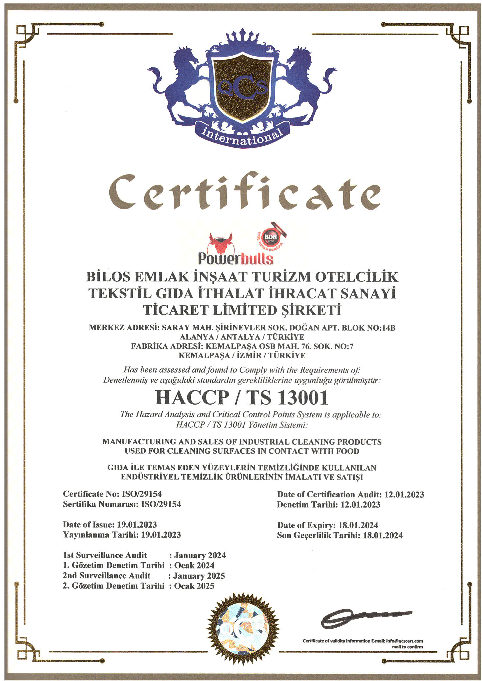 BİLOS EMLAK HACCP